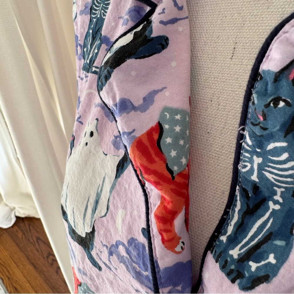 Printfresh Halloween House Cats Purple Pajama Top Size 1X - Picture 3 of 6